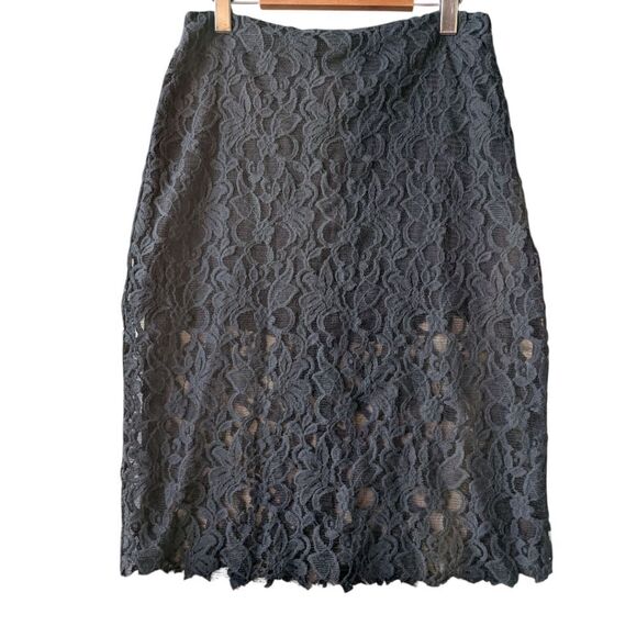 Reformation Elegant Black Lace Midi Skirt M - Picture 8 of 8